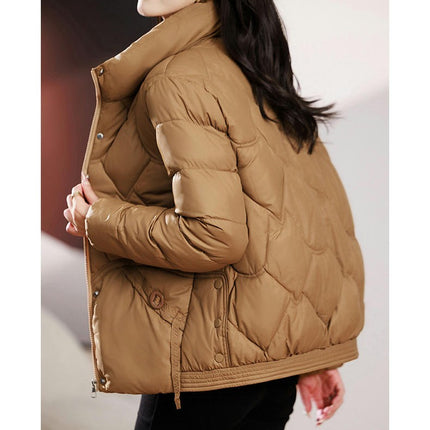 Women's Winter Long Sleeve Puffer Coat Zip Up Baggy Cropped Down Jacket