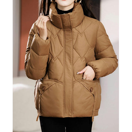 Women's Winter Long Sleeve Puffer Coat Zip Up Baggy Cropped Down Jacket