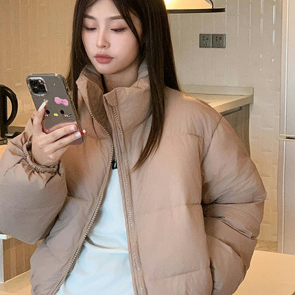 Women' s Cropped Puffer Jacket Padded Long Sleeve Coats Winter Puffy Outerwear