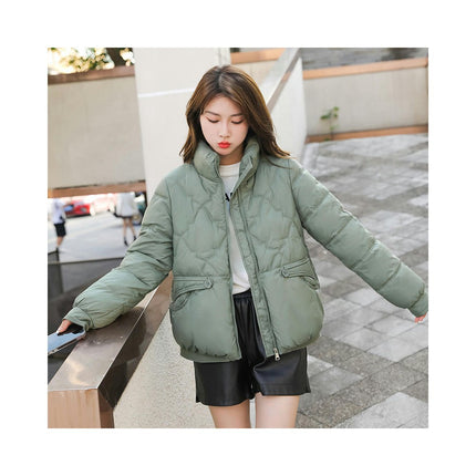 Women's Winter Long Sleeve Down Coat Zip Up Baggy Cropped Puffer Jacket