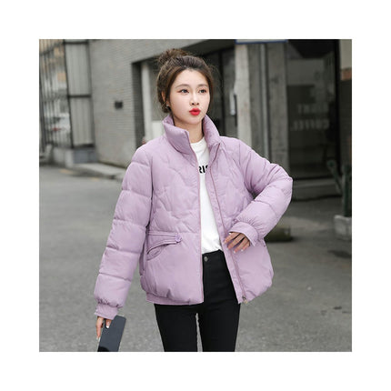 Women's Winter Long Sleeve Down Coat Zip Up Baggy Cropped Puffer Jacket