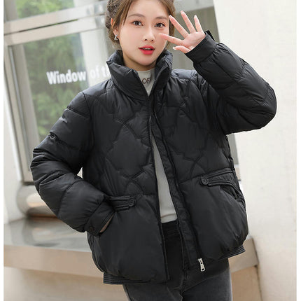 Women's Winter Long Sleeve Down Coat Zip Up Baggy Cropped Puffer Jacket