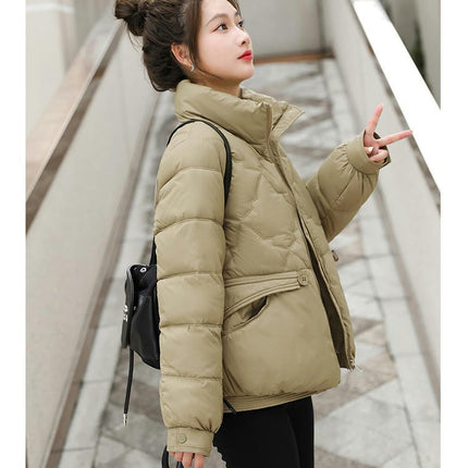 Women's Winter Long Sleeve Down Coat Zip Up Baggy Cropped Puffer Jacket