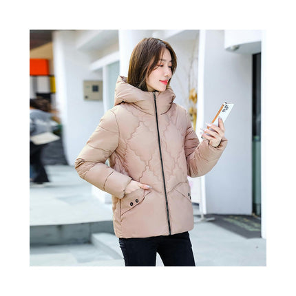 Women's Cropped Puffer Jacket Outerwear Hooded Padded Winter Coat