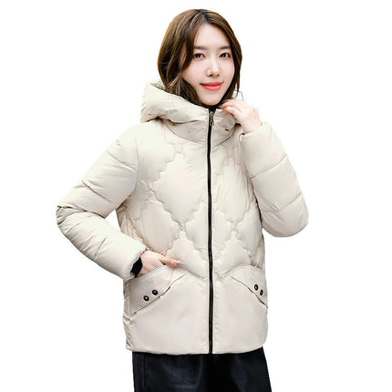 Women's Cropped Puffer Jacket Outerwear Hooded Padded Winter Coat