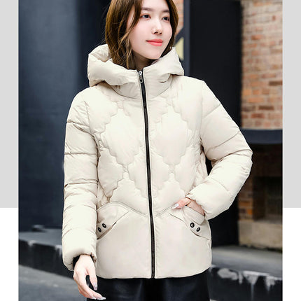 Women's Cropped Puffer Jacket Outerwear Hooded Padded Winter Coat