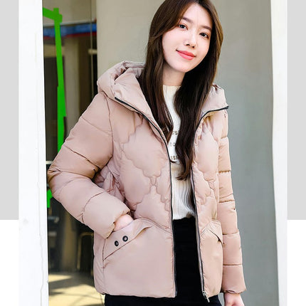 Women's Cropped Puffer Jacket Outerwear Hooded Padded Winter Coat