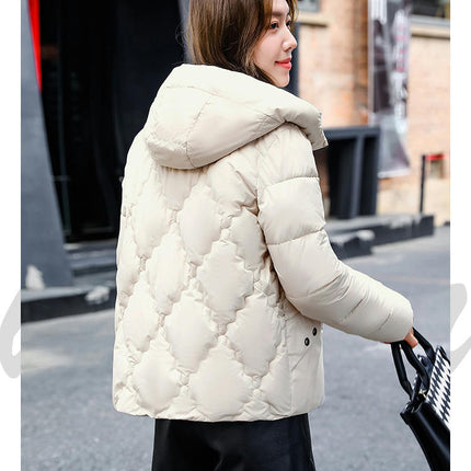 Women's Cropped Puffer Jacket Outerwear Hooded Padded Winter Coat