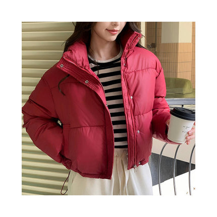 Womens Winter Quilted Puffer Jacket Long Sleeve Zip Up Baggy Cropped Coats