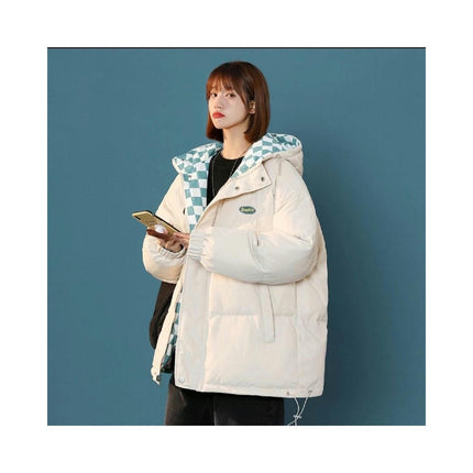 Women's Winter Hooded Puffer Jacket Baggy Long Sleeve Short Down Coat