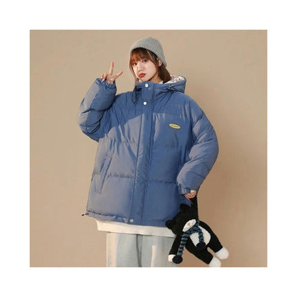 Women's Winter Hooded Puffer Jacket Baggy Long Sleeve Short Down Coat