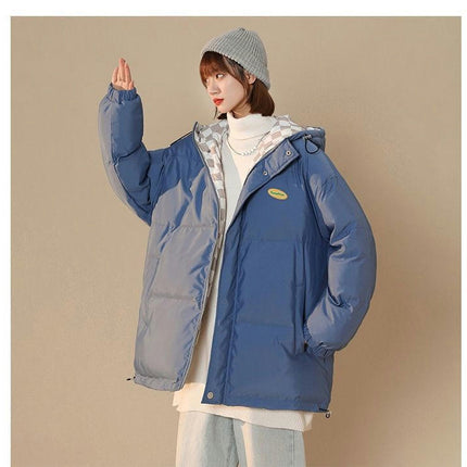 Women's Winter Hooded Puffer Jacket Baggy Long Sleeve Short Down Coat