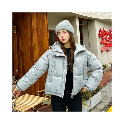 Women's Cropped Puffer Jacket Hooded Padded Winter Outerwear Coat