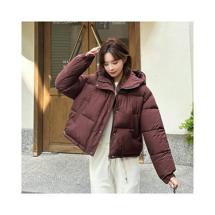 Women's Cropped Puffer Jacket Hooded Padded Winter Outerwear Coat