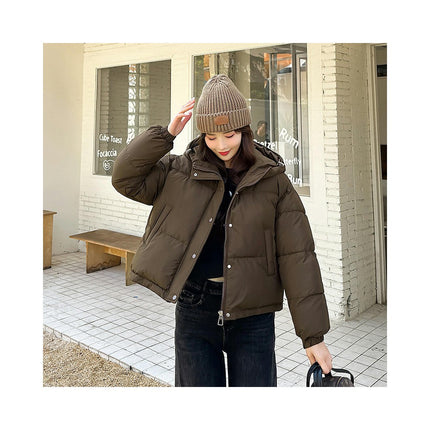 Women's Cropped Puffer Jacket Hooded Padded Winter Outerwear Coat