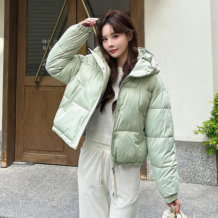 Women's Cropped Puffer Jacket Hooded Padded Winter Outerwear Coat