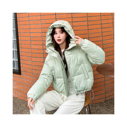 Women's Cropped Puffer Jacket Hooded Padded Winter Outerwear Coat