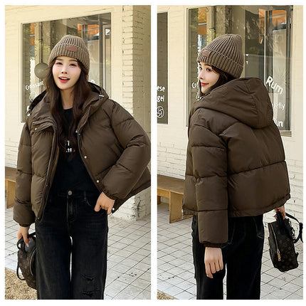 Women's Cropped Puffer Jacket Hooded Padded Winter Outerwear Coat