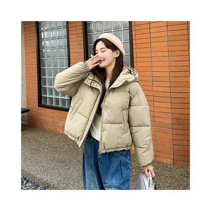 Women's Cropped Puffer Jacket Hooded Padded Winter Outerwear Coat