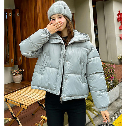 Women's Cropped Puffer Jacket Hooded Padded Winter Outerwear Coat