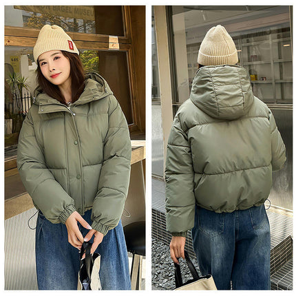 Women's Cropped Puffer Jacket Hooded Padded Winter Outerwear Coat