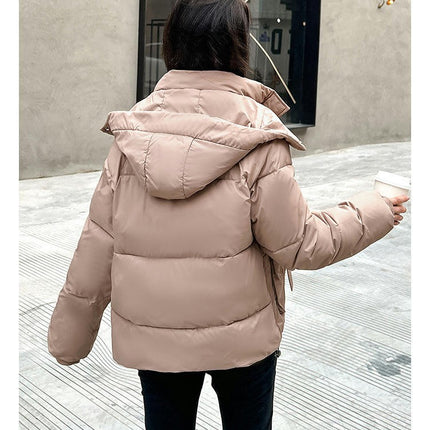 Women's Cropped Puffer Jacket Outerwear Padded Hooded Winter Coat