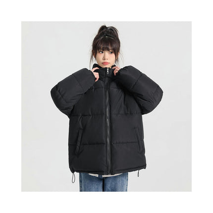 Women's Cropped Winter Zip Up Puffer Jacket Stand Collar Padded Down Coat