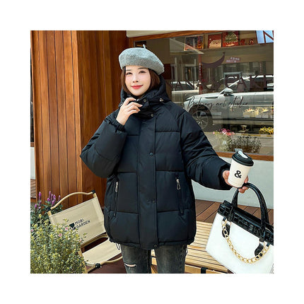 Women's Cropped Puffer Jacket Winter Zip Up Padded Down Coat Hooded Outwear