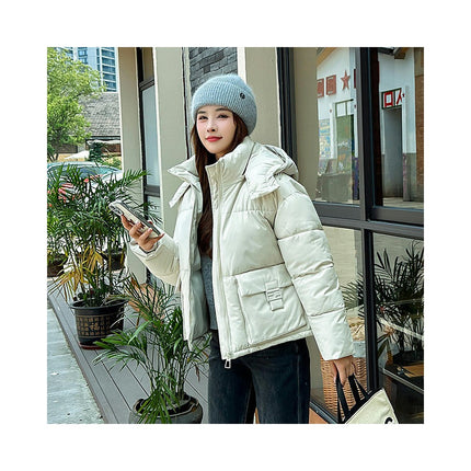 Women's Cropped Puffer Jacket Winter Hooded Quilted Coat Short Outerwear