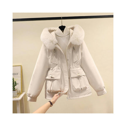 Women's Cropped Parka Coat Winter Warm Parka Jacket with Hood