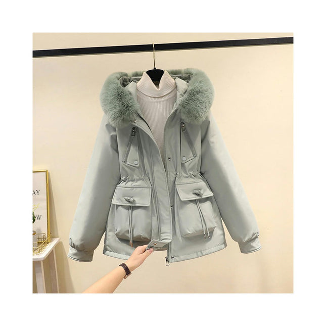 Women's Cropped Parka Coat Winter Warm Parka Jacket with Hood