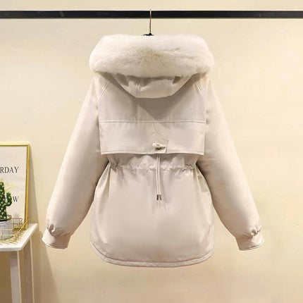 Women's Cropped Parka Coat Winter Warm Parka Jacket with Hood