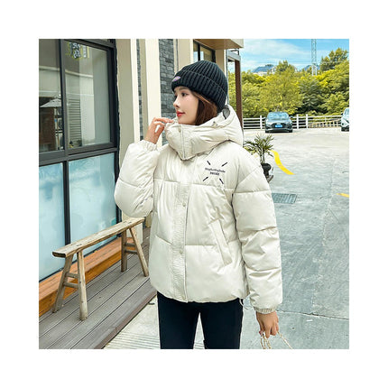 Women's Cropped Hooded Puffer Coat Zip Up Winter Quilted Short Jacket Outerwear