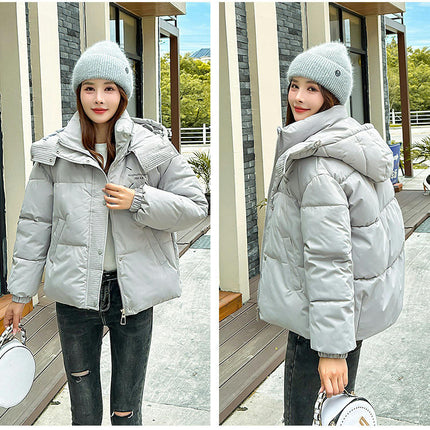 Women's Cropped Hooded Puffer Coat Zip Up Winter Quilted Short Jacket Outerwear