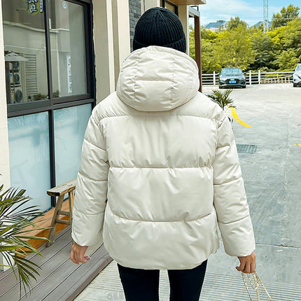 Women's Cropped Hooded Puffer Coat Zip Up Winter Quilted Short Jacket Outerwear