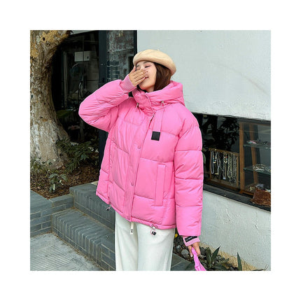 Women's Cropped Hooded Puffer Coat Zip Up Winter Quilted Jacket Outerwear