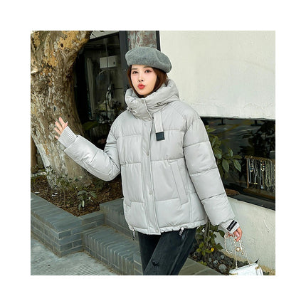 Women's Cropped Hooded Puffer Coat Zip Up Winter Quilted Jacket Outerwear