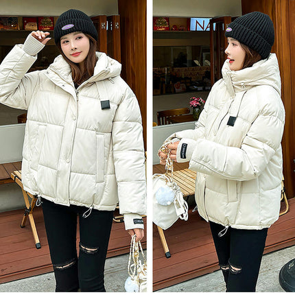 Women's Cropped Hooded Puffer Coat Zip Up Winter Quilted Jacket Outerwear