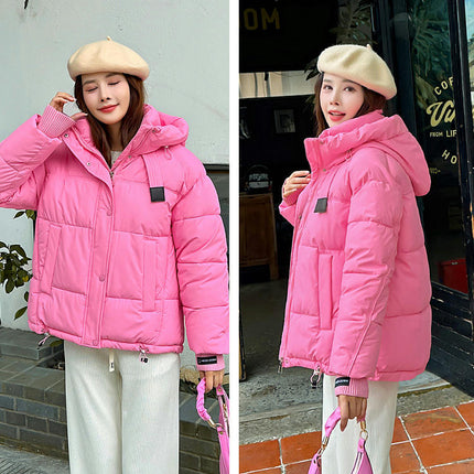 Women's Cropped Hooded Puffer Coat Zip Up Winter Quilted Jacket Outerwear