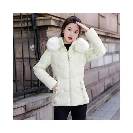 Women's Winter Cropped Hooded Puffer Coat Long Sleeve Zip Up Hooded Jacket