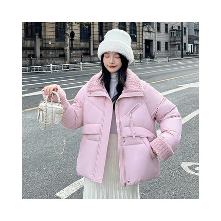 Women's Cropped Puffer Coats Padded Winter Long Sleeve Zip Up Quilted Jackets