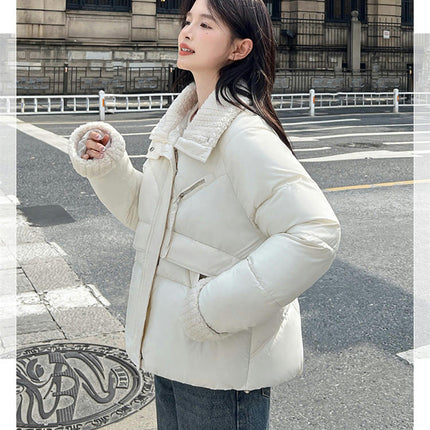 Women's Cropped Puffer Coats Padded Winter Long Sleeve Zip Up Quilted Jackets