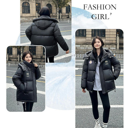 Women's Cropped Hooded Puffer Jacket Zip Up Winter Quilted Short Jacket Outerwear