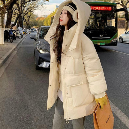 Women's Winter Zip Up Puffer Jacket Padded Down Coat with Hood