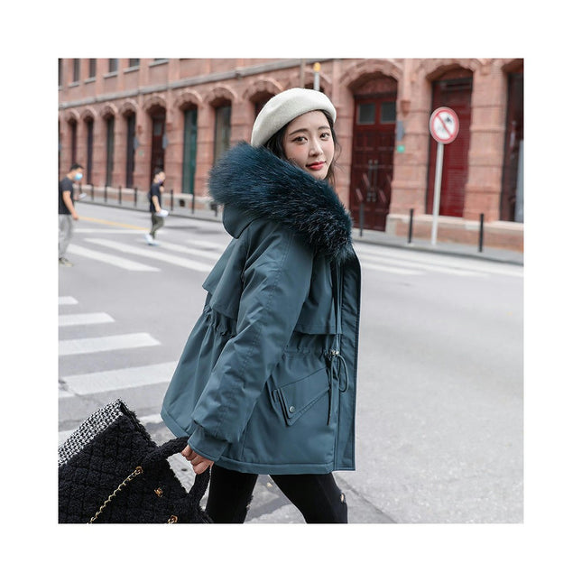 Womens Winter Thicken Coats Fuzzy Fleece Lined Parka Jackets Outwear with Faux-Fur Hood