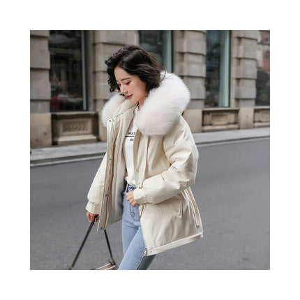 Womens Winter Thicken Coats Fuzzy Fleece Lined Parka Jackets Outwear with Faux-Fur Hood