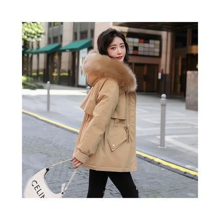 Womens Winter Thicken Coats Fuzzy Fleece Lined Parka Jackets Outwear with Faux-Fur Hood