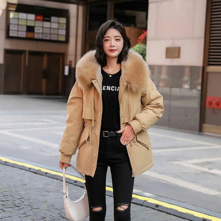 Womens Winter Thicken Coats Fuzzy Fleece Lined Parka Jackets Outwear with Faux-Fur Hood