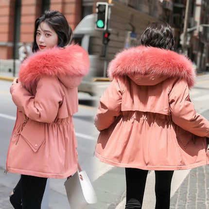 Womens Winter Thicken Coats Fuzzy Fleece Lined Parka Jackets Outwear with Faux-Fur Hood