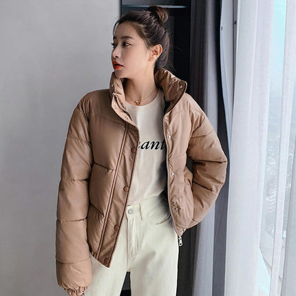 Women's Winter Long Sleeve Zip Up Down Jacket Baggy Cropped Puffer Coat Outerwear